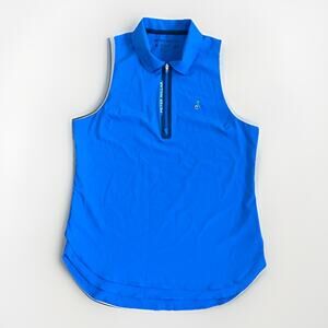 Peter Millar Carner Zip-Neck Sleeveless Golf Polo Women's Size Medium Blue